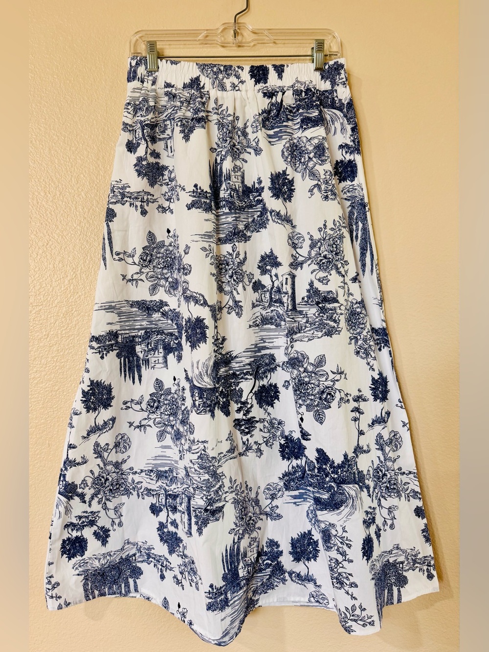 Harlow & Rose Blue Floral French Toile Chinoiserie Maxi Skirt Size M